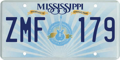 MS license plate ZMF179