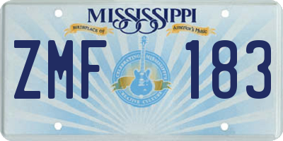 MS license plate ZMF183