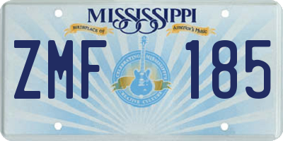 MS license plate ZMF185