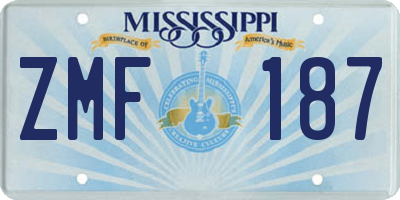 MS license plate ZMF187