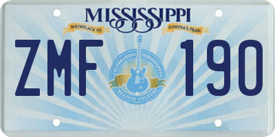 MS license plate ZMF190