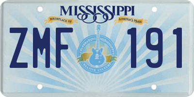 MS license plate ZMF191
