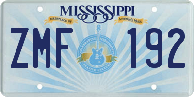 MS license plate ZMF192