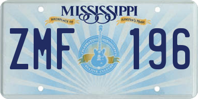 MS license plate ZMF196