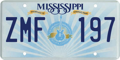 MS license plate ZMF197