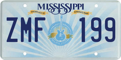 MS license plate ZMF199