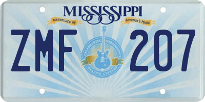 MS license plate ZMF207