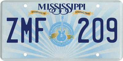 MS license plate ZMF209