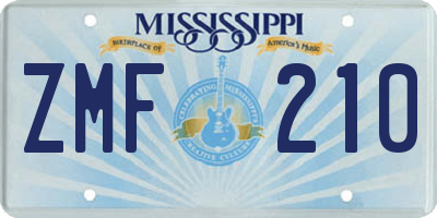 MS license plate ZMF210