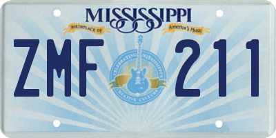 MS license plate ZMF211