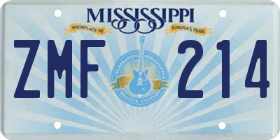 MS license plate ZMF214