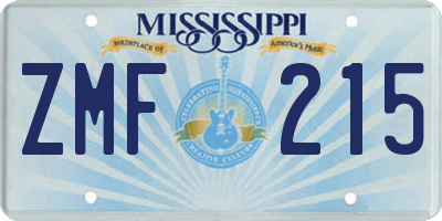 MS license plate ZMF215