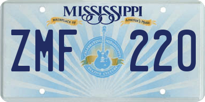 MS license plate ZMF220