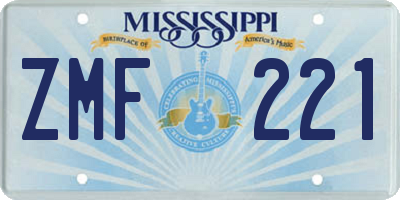 MS license plate ZMF221