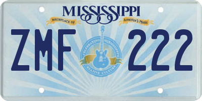 MS license plate ZMF222