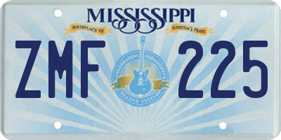 MS license plate ZMF225