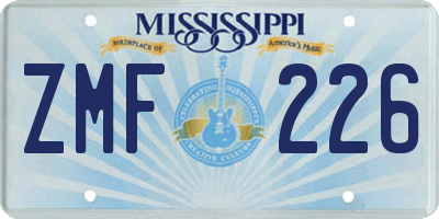 MS license plate ZMF226