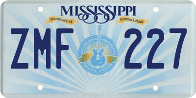 MS license plate ZMF227