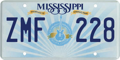 MS license plate ZMF228