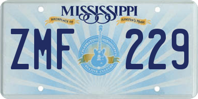 MS license plate ZMF229