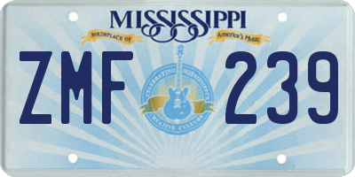 MS license plate ZMF239