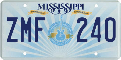 MS license plate ZMF240