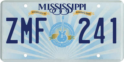 MS license plate ZMF241