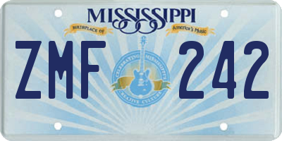 MS license plate ZMF242