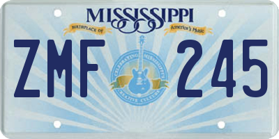 MS license plate ZMF245