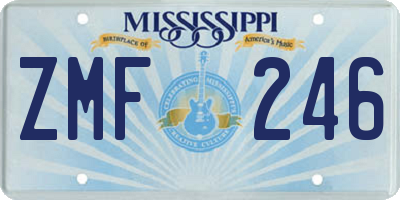 MS license plate ZMF246