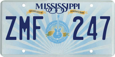 MS license plate ZMF247