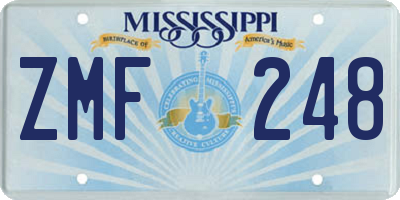 MS license plate ZMF248