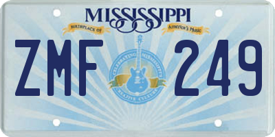 MS license plate ZMF249