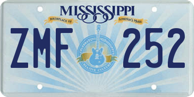MS license plate ZMF252