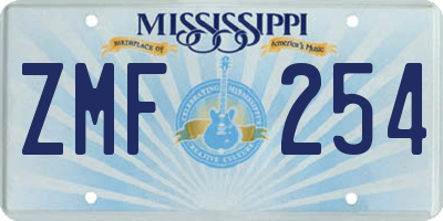 MS license plate ZMF254