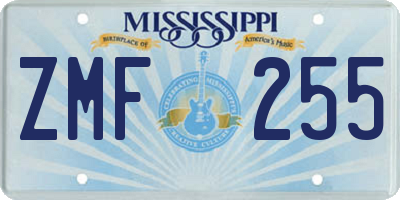 MS license plate ZMF255