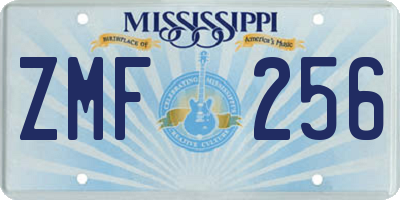 MS license plate ZMF256
