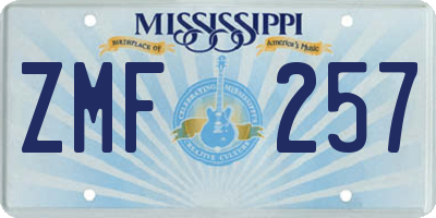MS license plate ZMF257