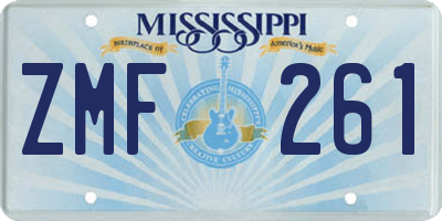 MS license plate ZMF261