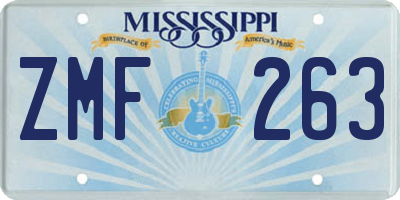 MS license plate ZMF263
