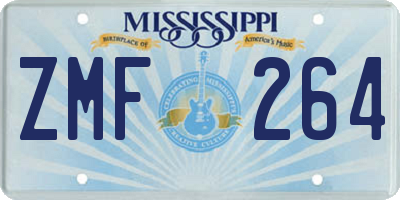 MS license plate ZMF264