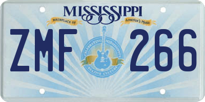 MS license plate ZMF266