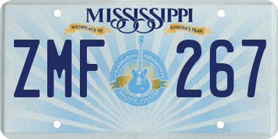 MS license plate ZMF267