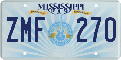 MS license plate ZMF270
