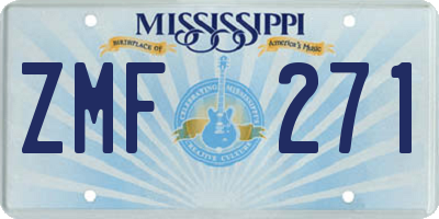 MS license plate ZMF271