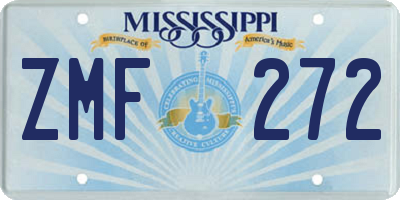 MS license plate ZMF272