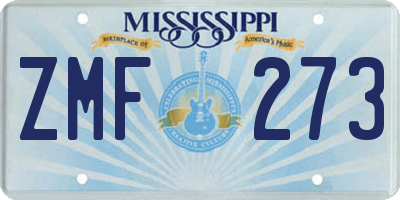 MS license plate ZMF273