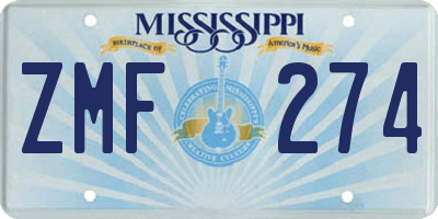MS license plate ZMF274