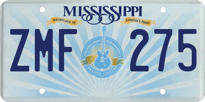 MS license plate ZMF275