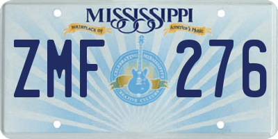 MS license plate ZMF276